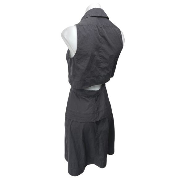 Proenza Schouler Black Sleeveless Cutout Button Down Midi A-Line Shirt Dress 2 - Picture 2 of 5